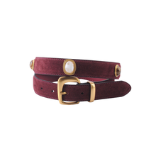 Load image into Gallery viewer, Suede Burgundy Gemstone Belt