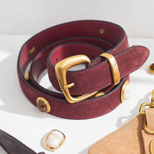 Load image into Gallery viewer, Suede Burgundy Gemstone Belt