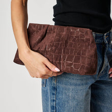 Load image into Gallery viewer, Elva Chocolate Croc Clutch