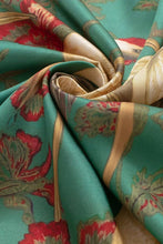 Load image into Gallery viewer, Fringed Crane Print Square Scarf