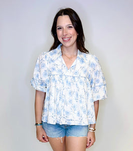 Azure Floral Top