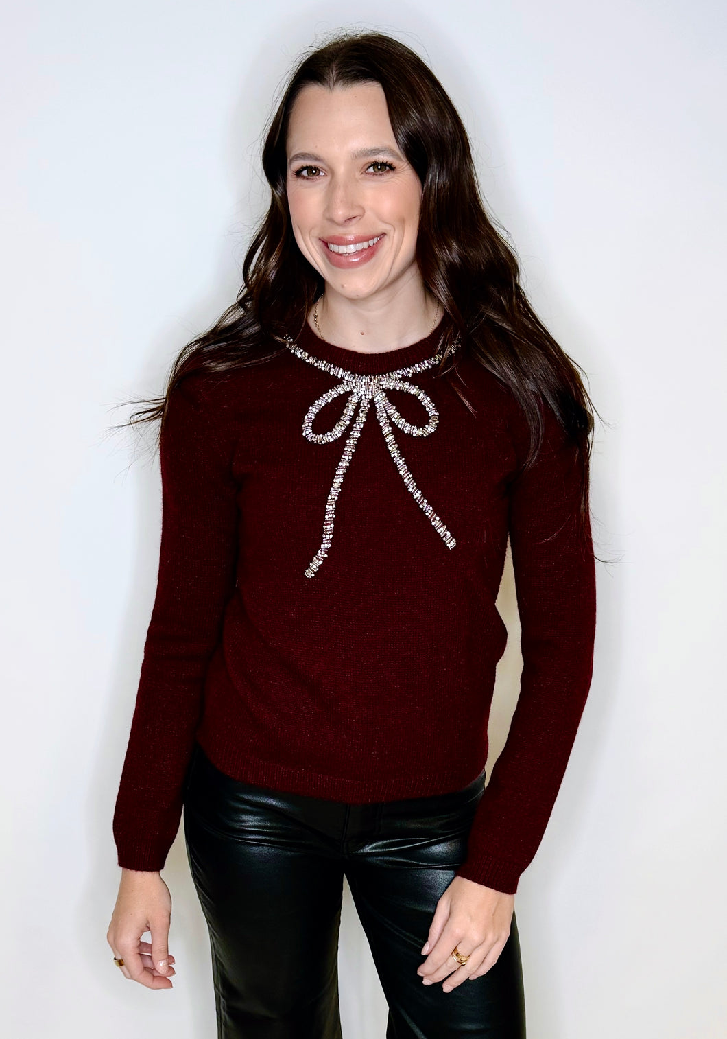 Rhinestone Bow Sweater