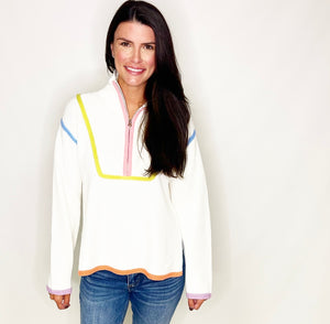 Contrast Quarter Zip Sweater
