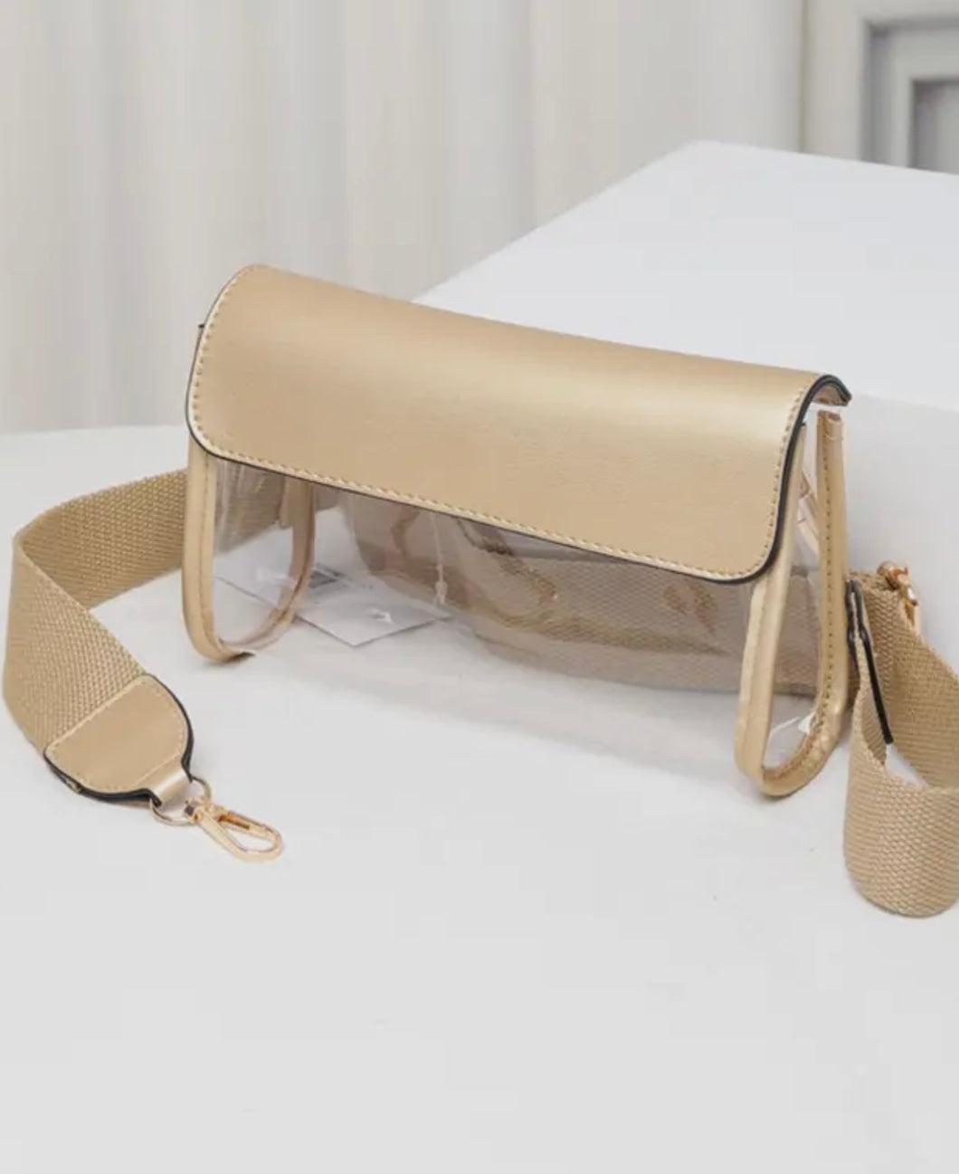 Lucy Gold Clear Bag