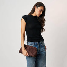 Load image into Gallery viewer, Elva Chocolate Croc Clutch
