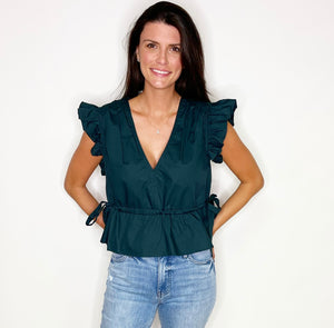 Poplin Flutter Tie Top