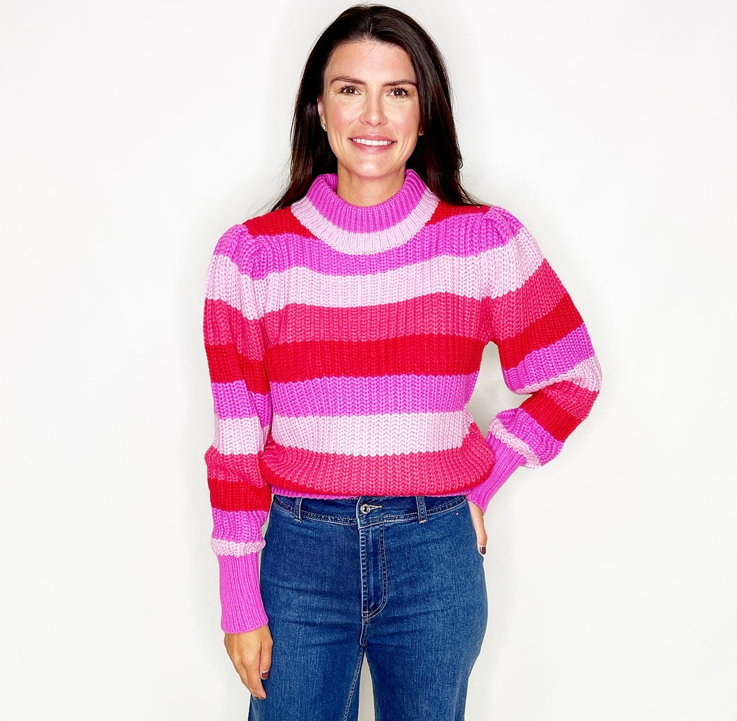 Stripe Mock Neck Sweater