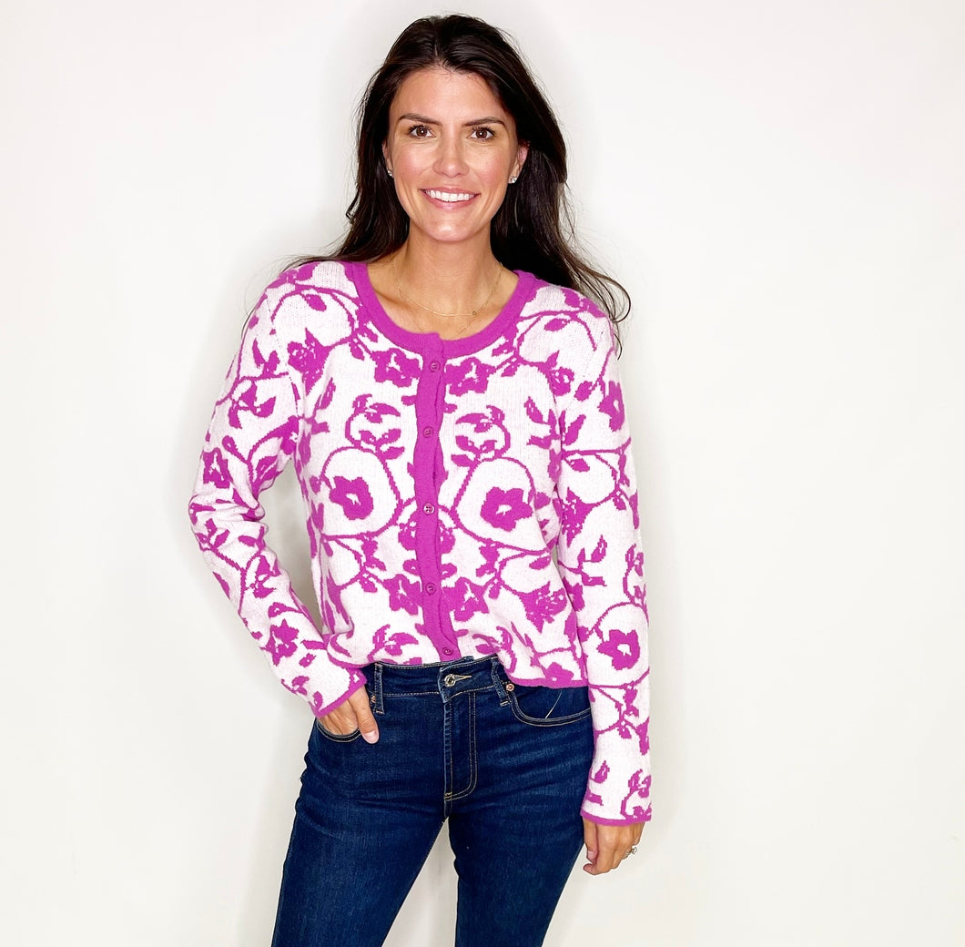 Printed Cardigan Sweater