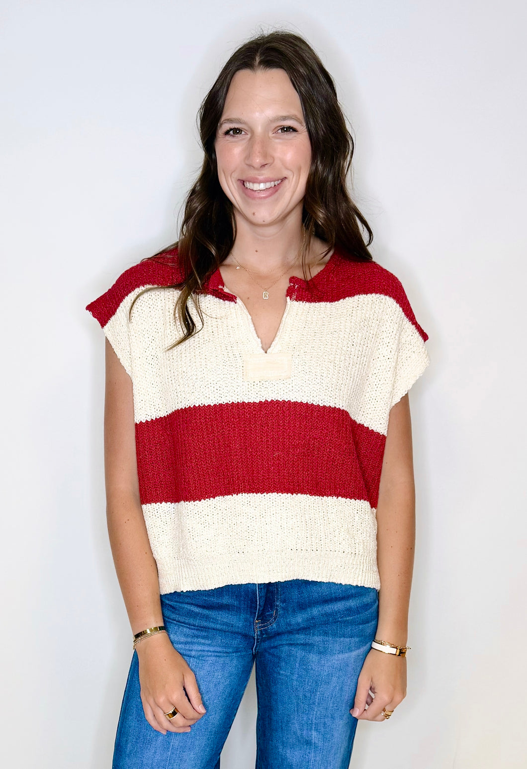 Cardinal Stripe Knit Top