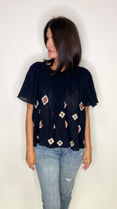 Embroidered Gauze Top