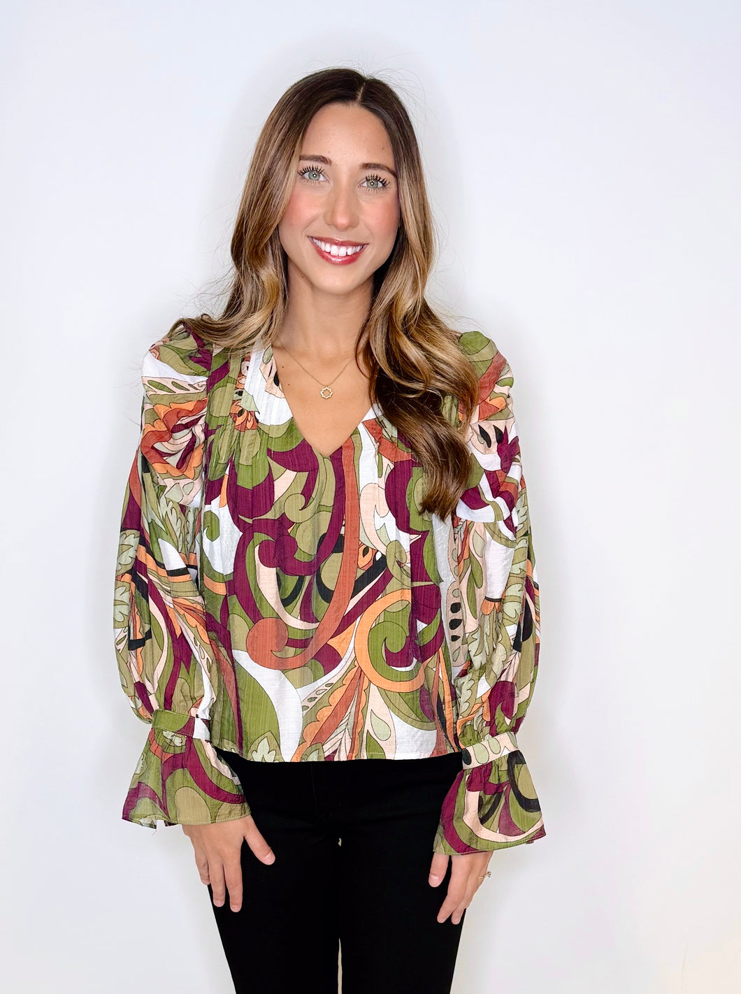 Abstract Ruched Top