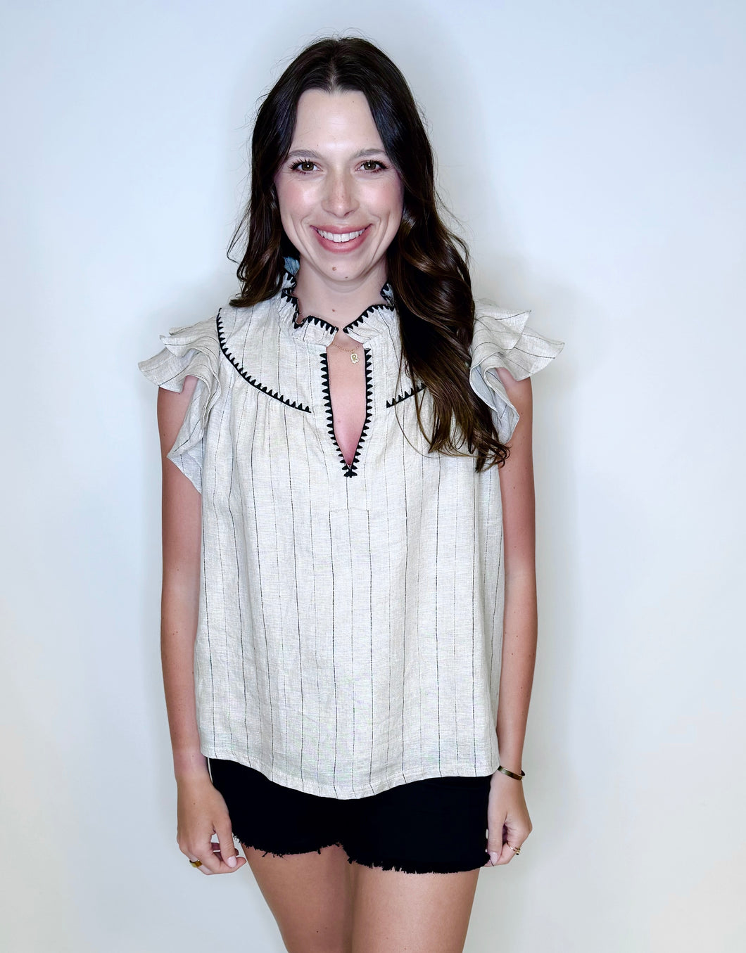 Linen Stripe Top