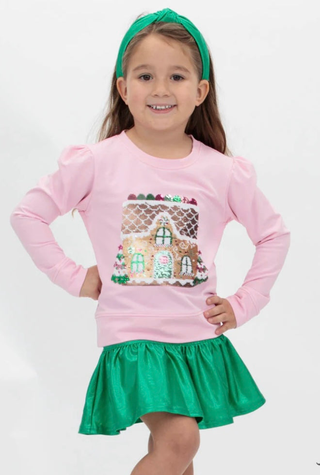 Gingerbread House Sequin Top