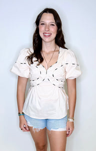 Contrast Piped Top