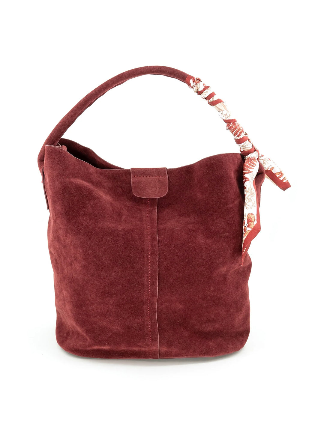 Burgundy Suede Bucket Bag