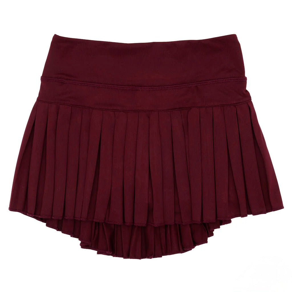 Girl's Maroon Pleated Skort