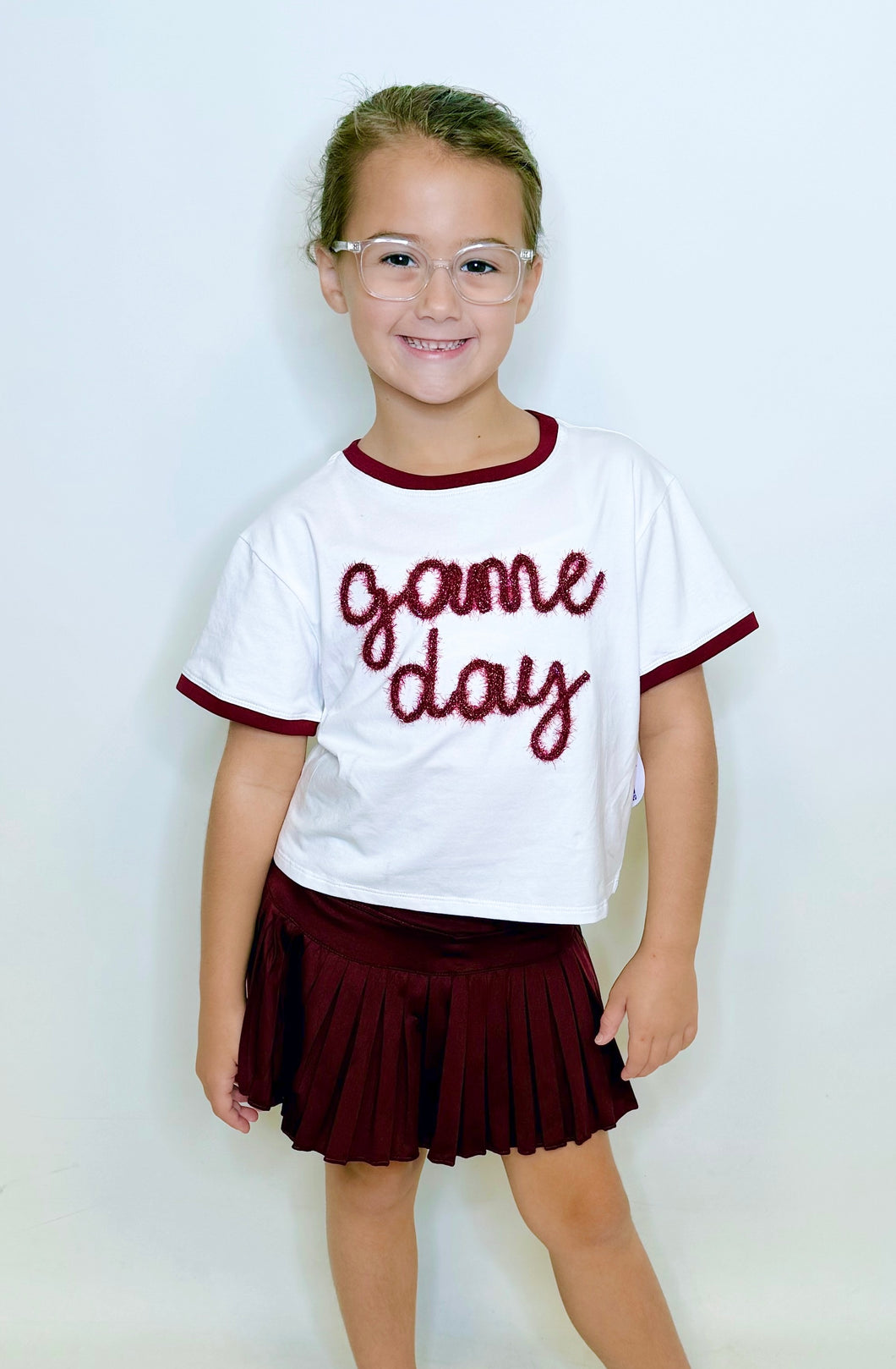 Girl's Maroon Game Day Tee