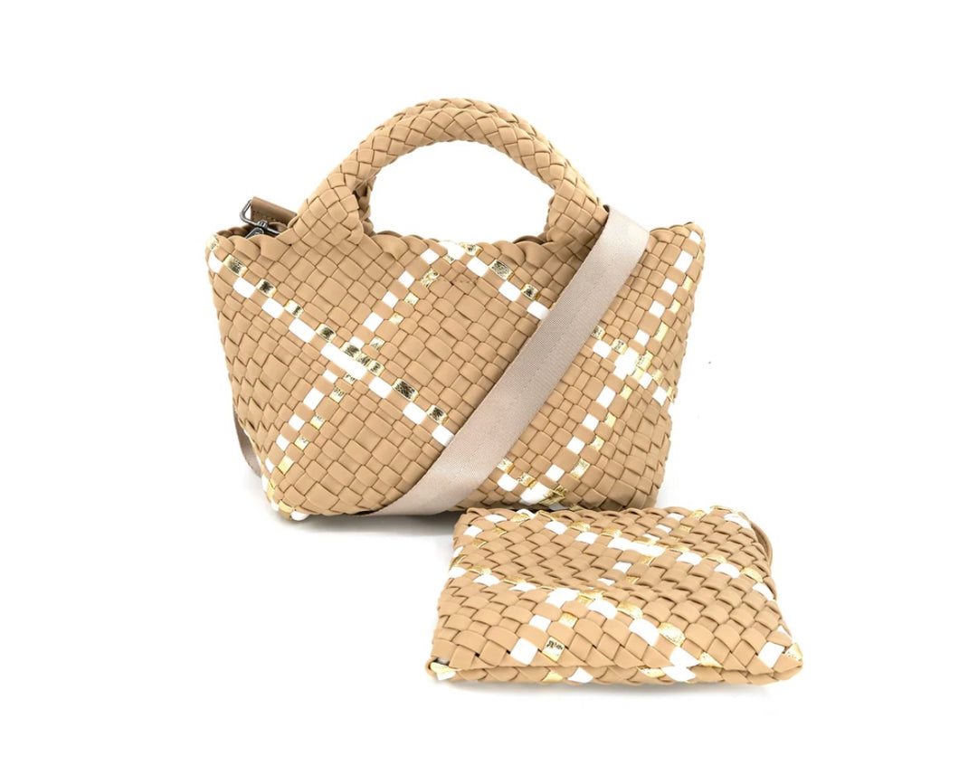 Small Woven Two Tone Bag