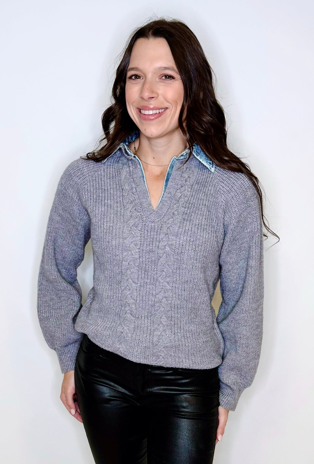 Denim Contrast Sweater