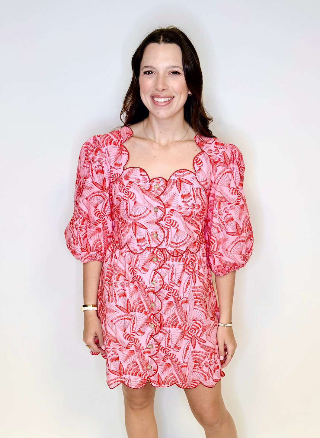 Scallop Button Dress