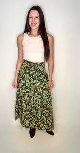 Floral Tie Maxi Skirt