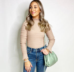 Textured Turtleneck Top