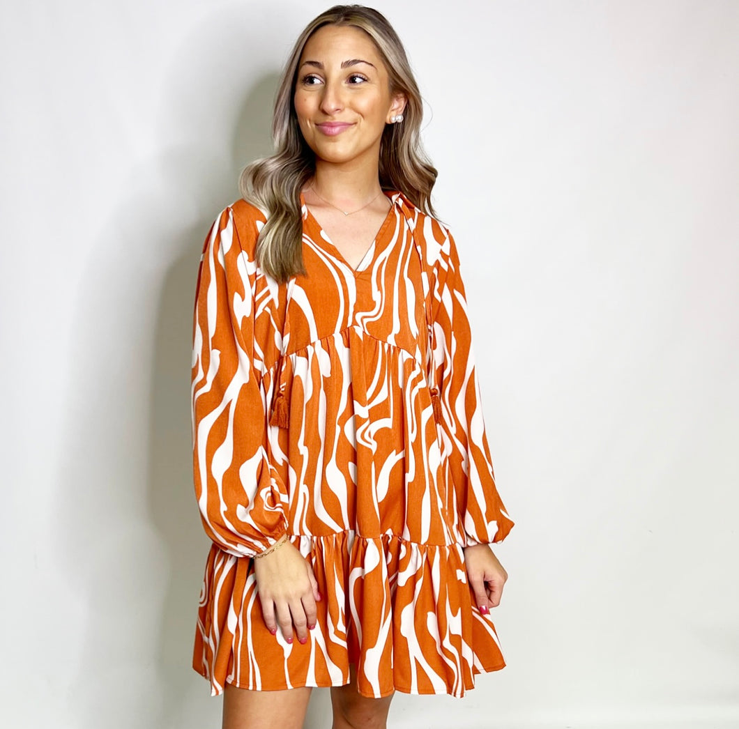 L/S Tier Printed Dress