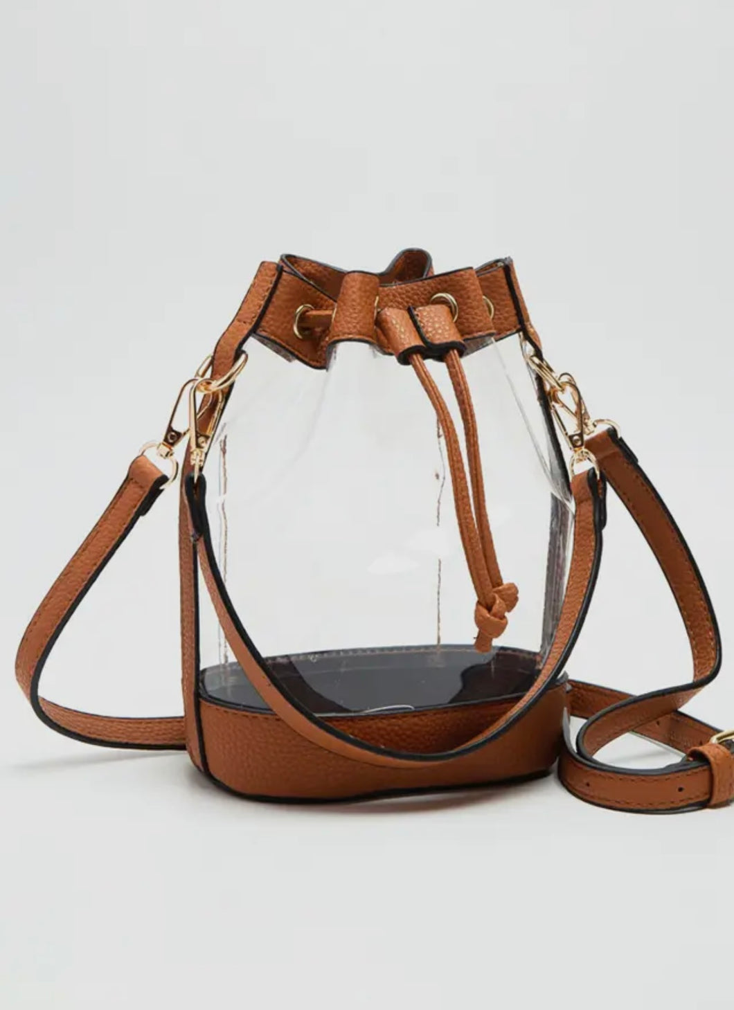 Tan Clear Bucket Bag