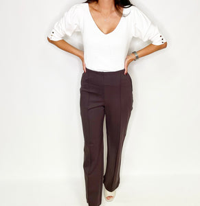 Chocolate Pull On Ponte Pants