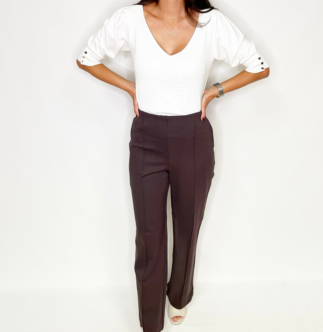 Chocolate Pull On Ponte Pants