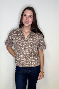 Leopard Denim Top