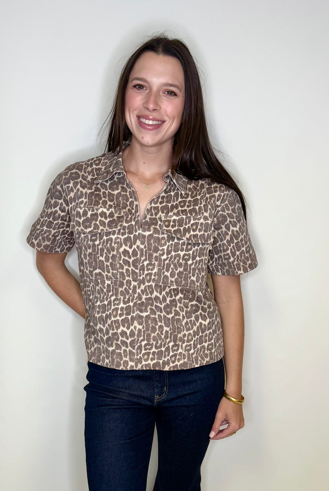 Leopard Denim Top