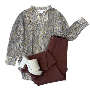 Metallic Detail Chiffon Top