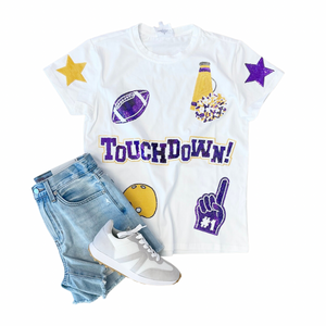 Purple/Gold Touchdown Sequin Tee