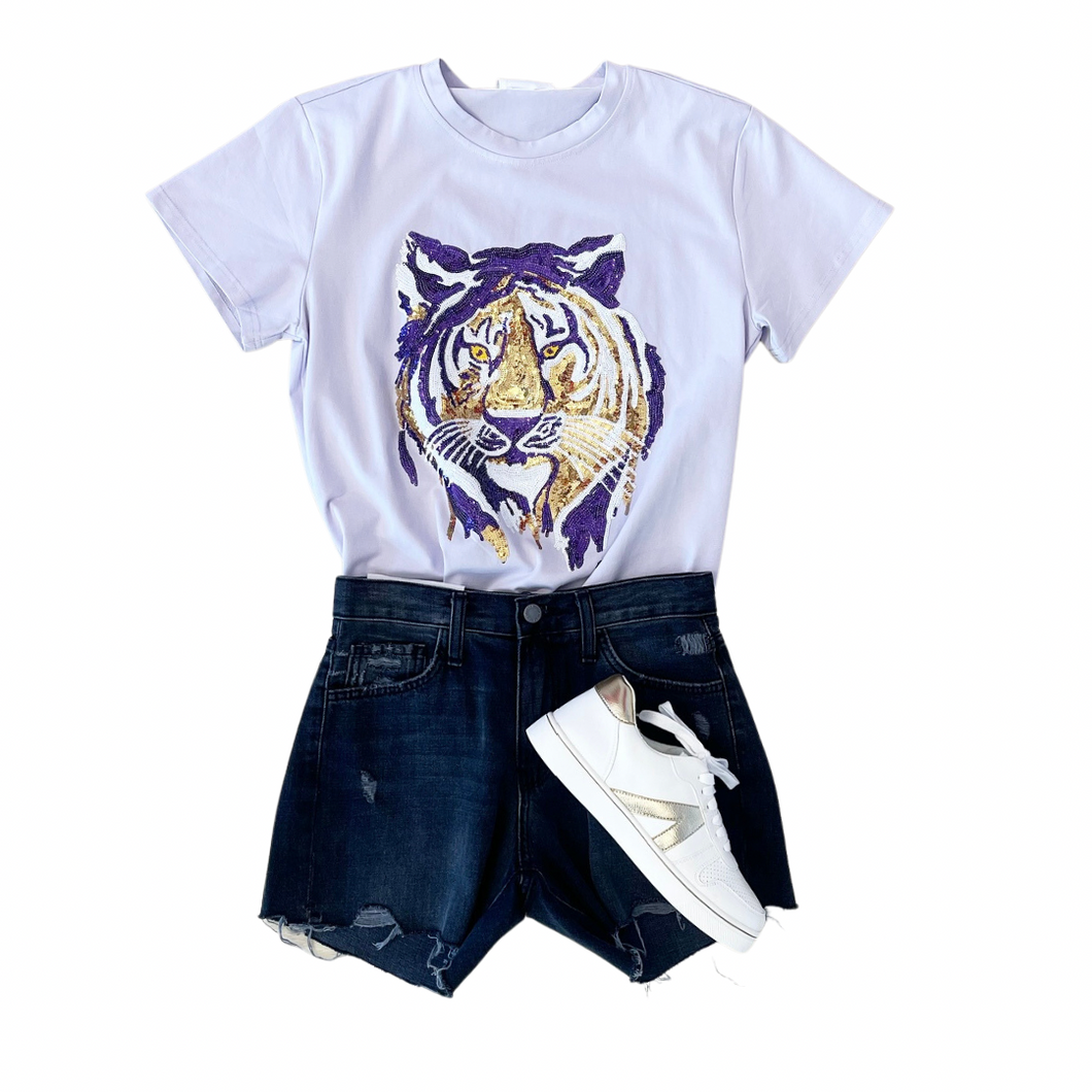 Lavender Sequin Tiger Tee