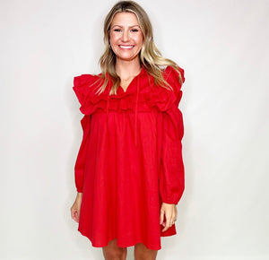 Ruffle Poplin L/S Dress