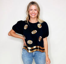 Load image into Gallery viewer, Black Sequin Football Top
