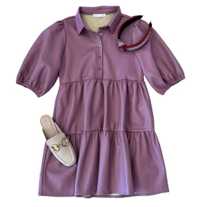 Faux Leather Tier Dress