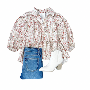 Ditsy Peblum Top