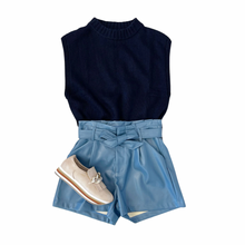 Load image into Gallery viewer, Stone Blue Vegan Leather Shorts
