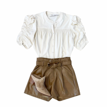Load image into Gallery viewer, Camel Vegan Leather Shorts
