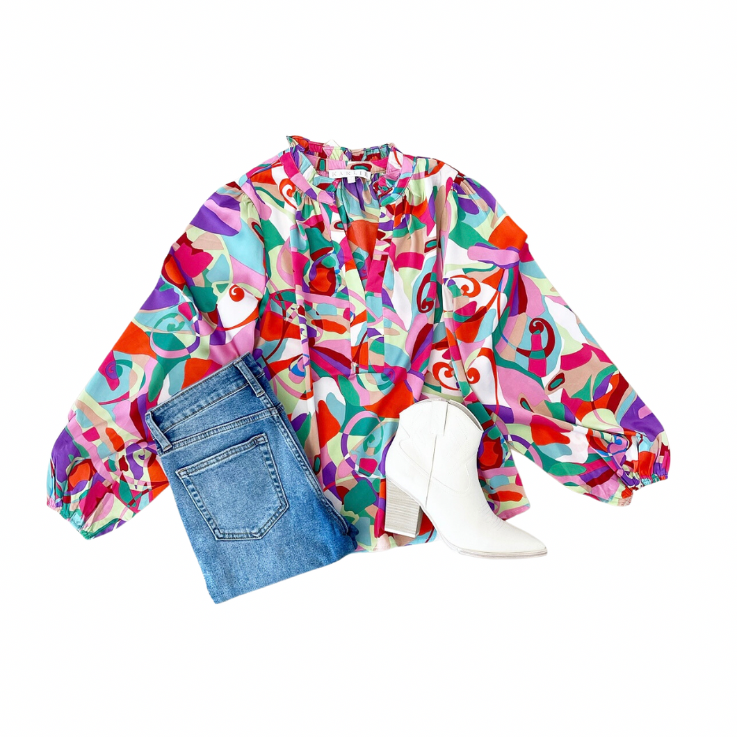 Abstract Satin Top