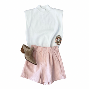 Peach Croc Leather Shorts
