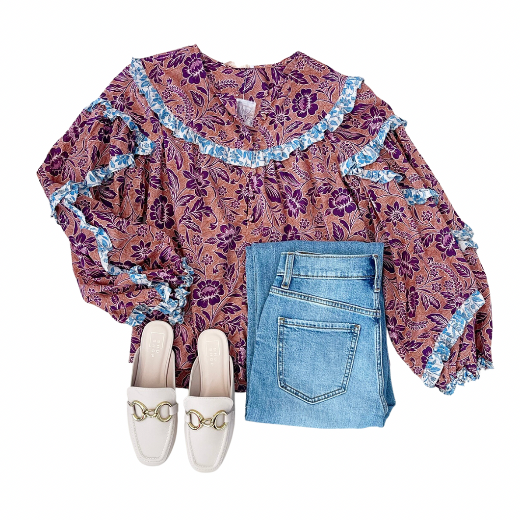 Floral Contrast Top
