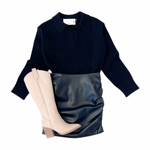 Piper Black Leather Skirt