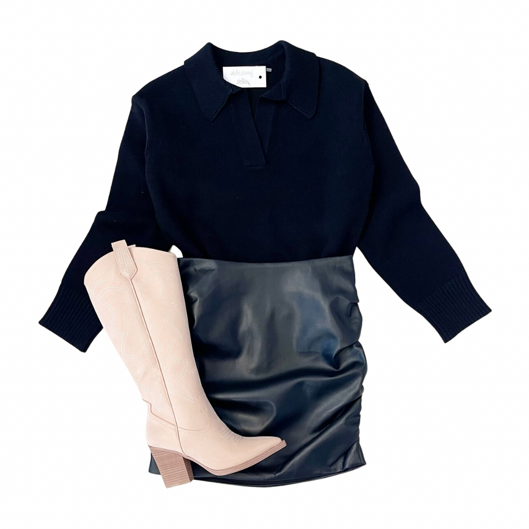Piper Black Leather Skirt