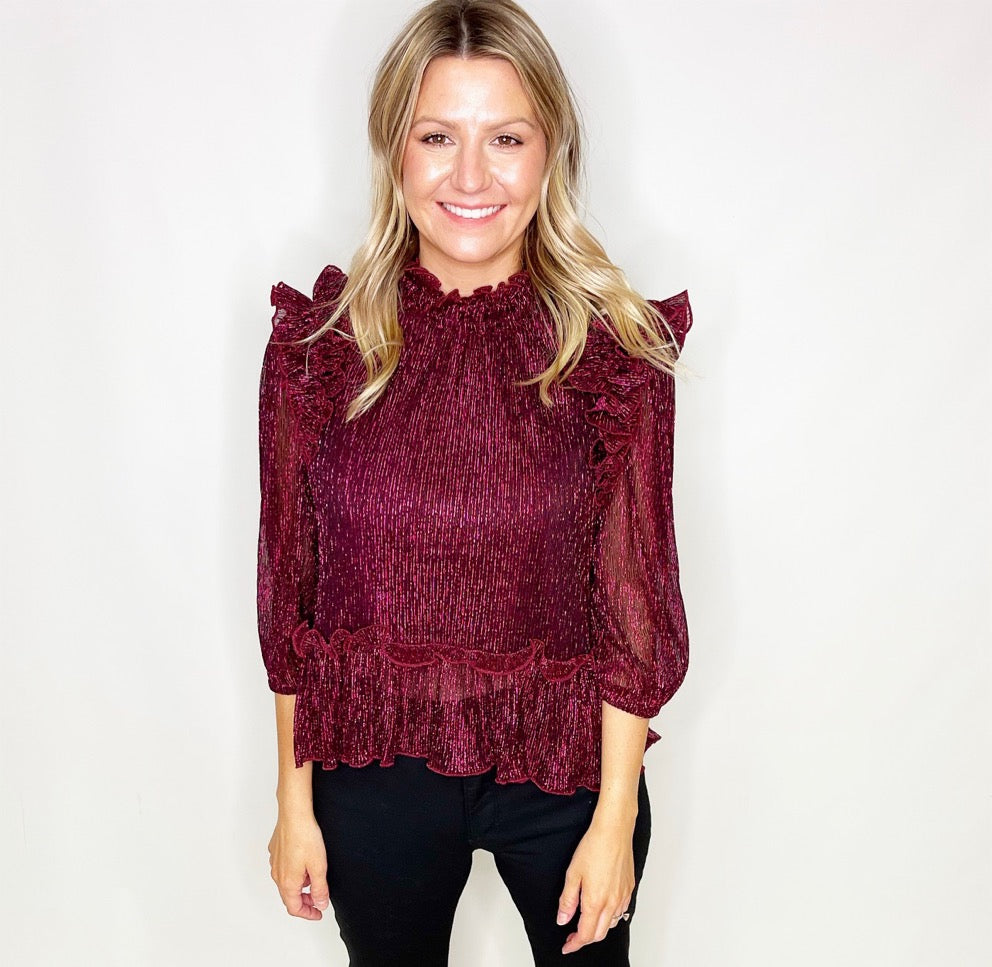 Days Ruffle Metallic Top