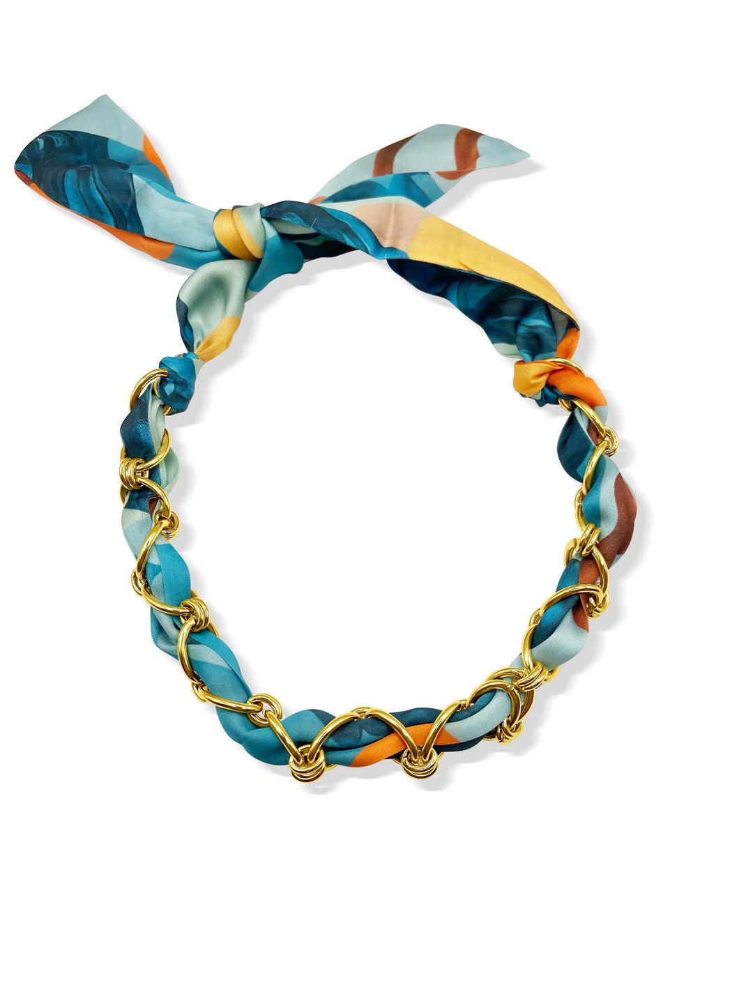 Blue Chain Scarf Necklace