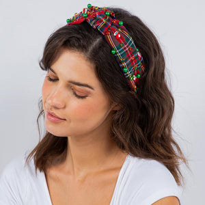 Red Plaid Holiday Headband