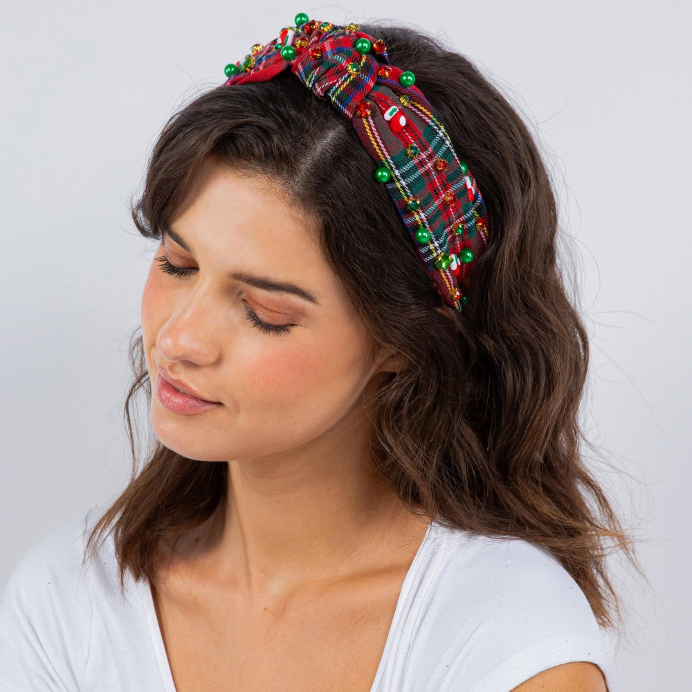 Red Plaid Holiday Headband
